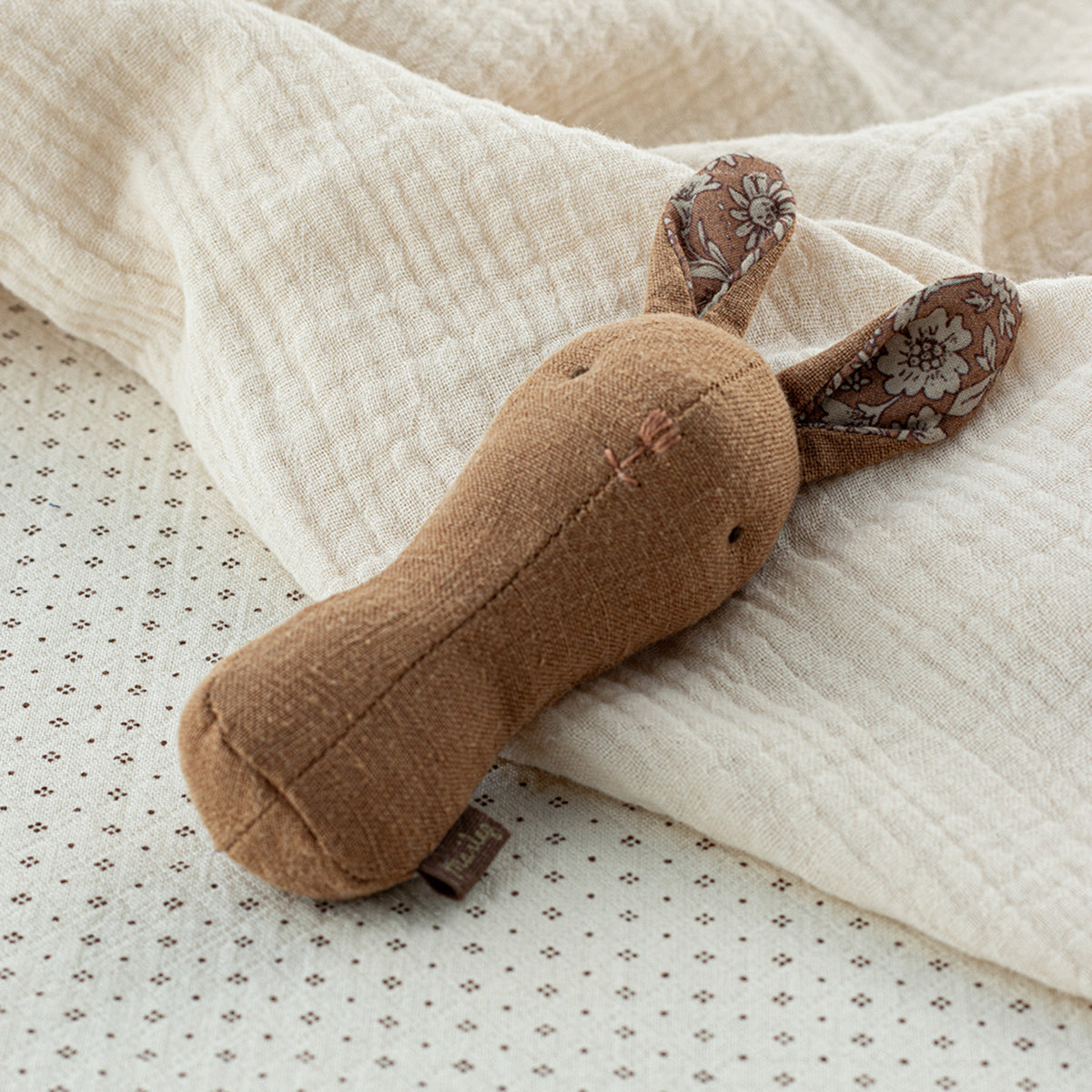 Maileg Lullaby Friends Bunny Rattle - Chocolate