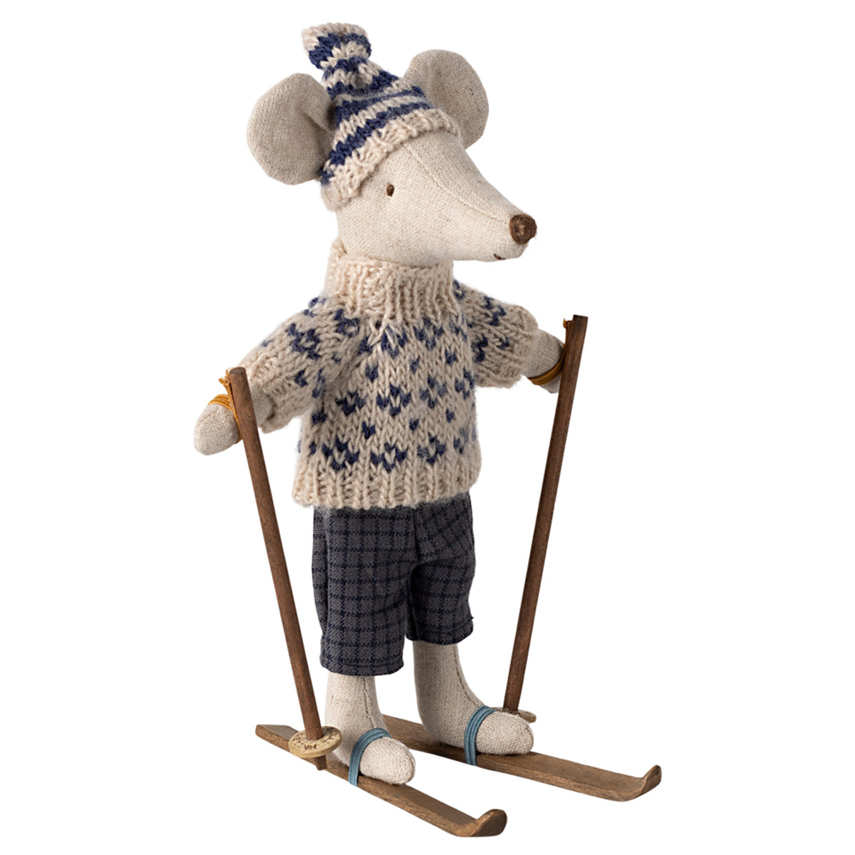 Maileg Winter Mouse with Ski Set - Dad (Blue)