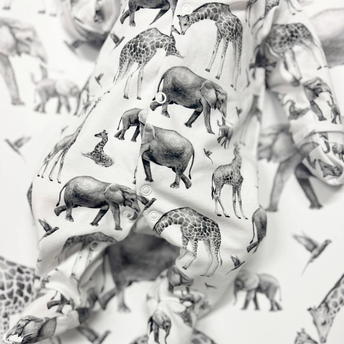 Baby Cotton Onesie – Safari Animal Print