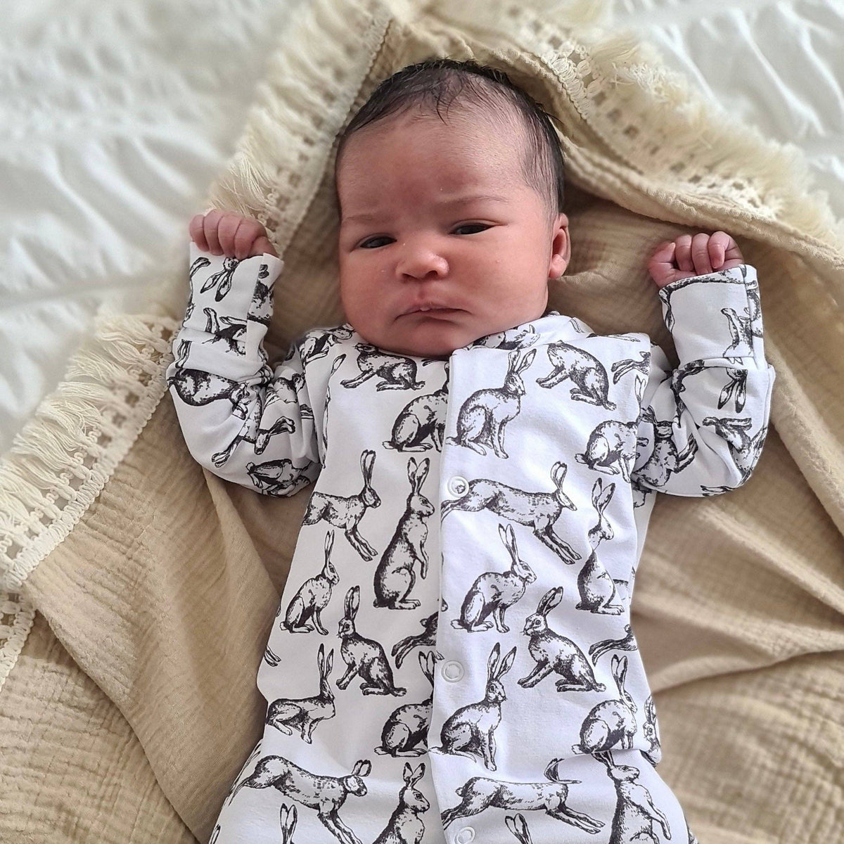 Baby Cotton Onesie – Easter Rabbit Print