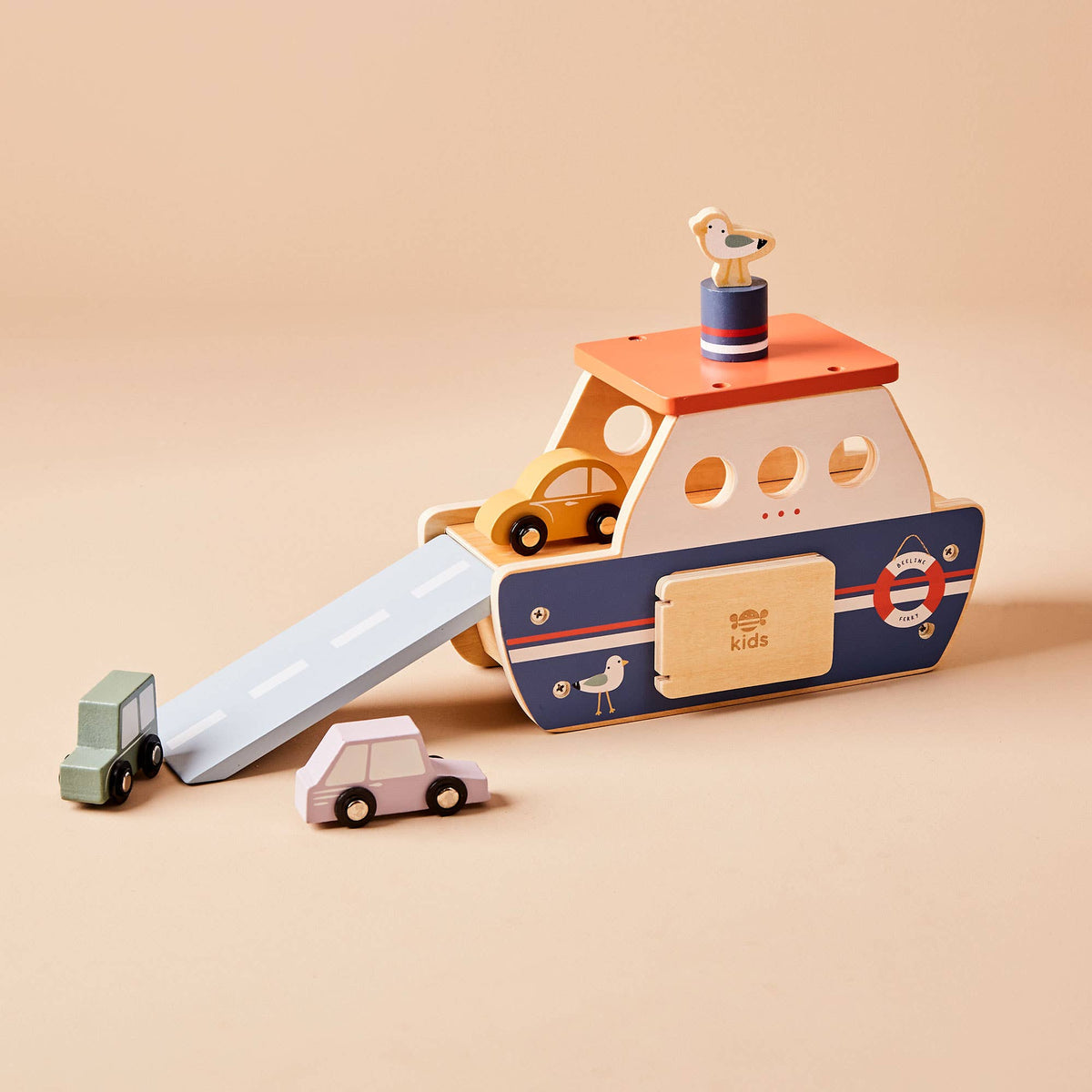 *Wonky* Just Bee Kids Wooden Ferry Toy Playset with Cars FSC