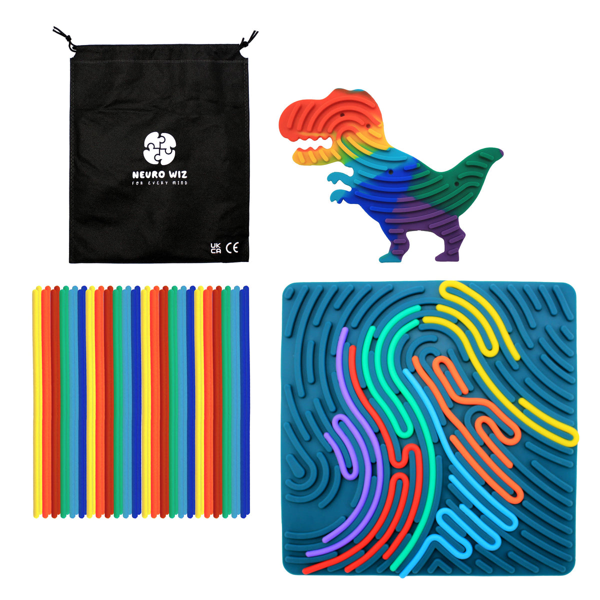Sensory Silicone Activity Board Square & T-Rex