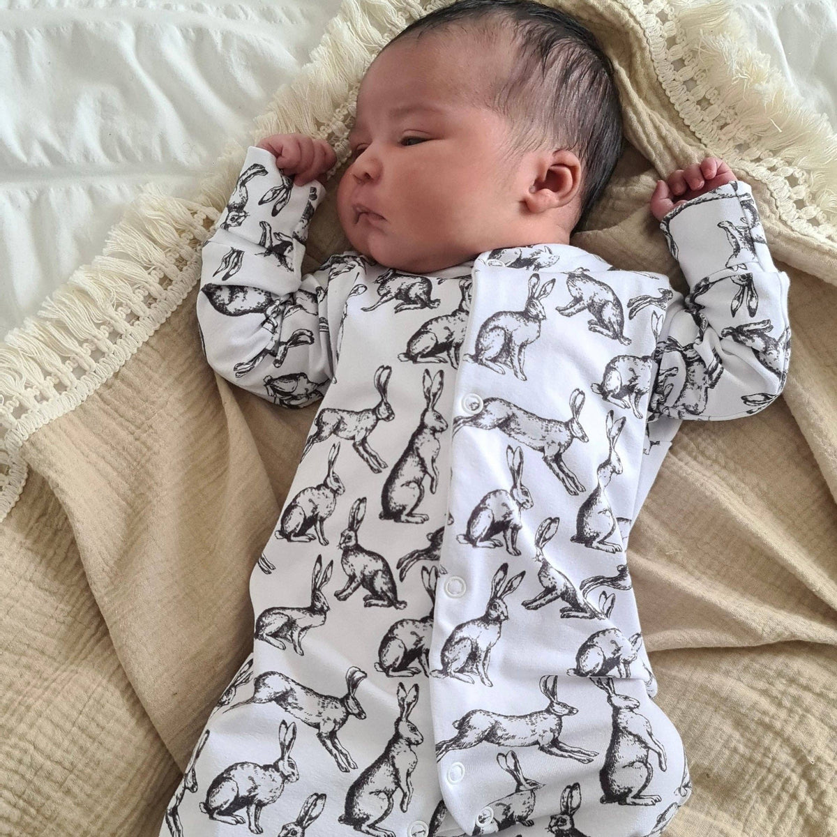 Baby Cotton Onesie – Easter Rabbit Print