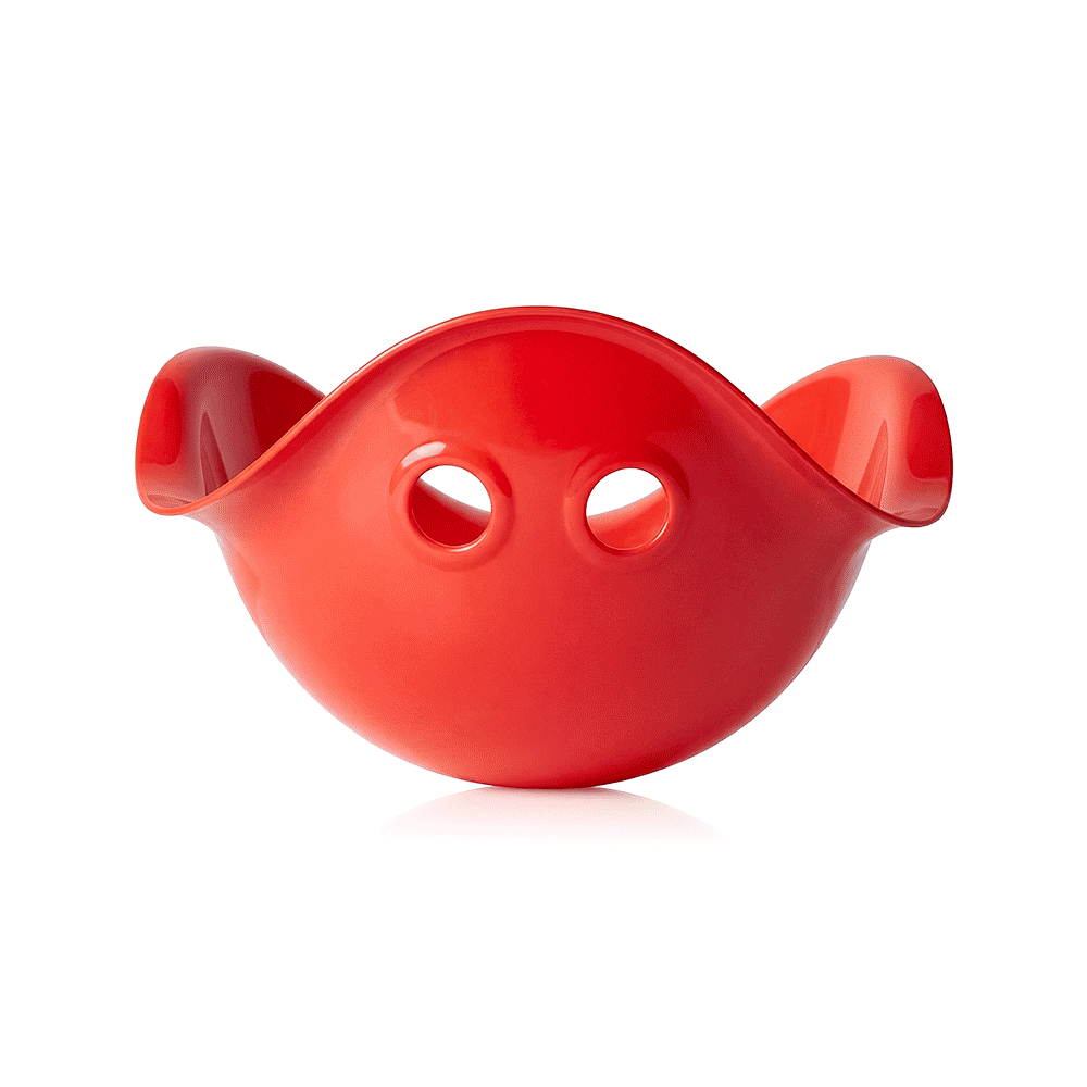 Bilibo open-ended toy for creative play, featuring a durable shell design with two holes on a white background.