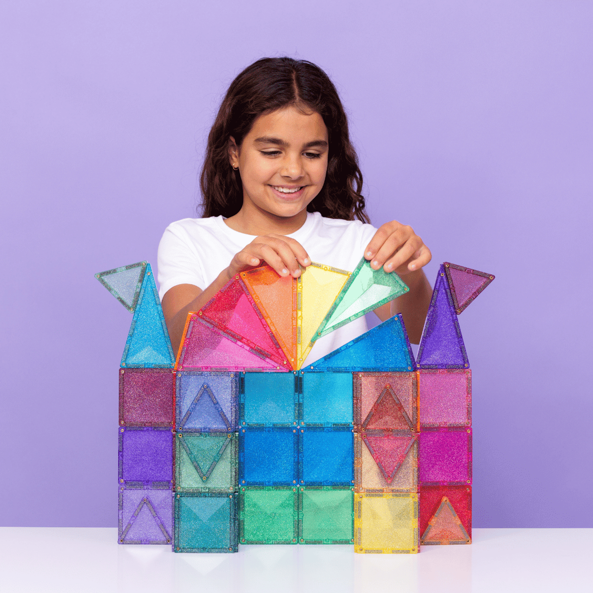 CONNETIX Magnetic Tiles GLITTER Castle Pack 48 pcs.