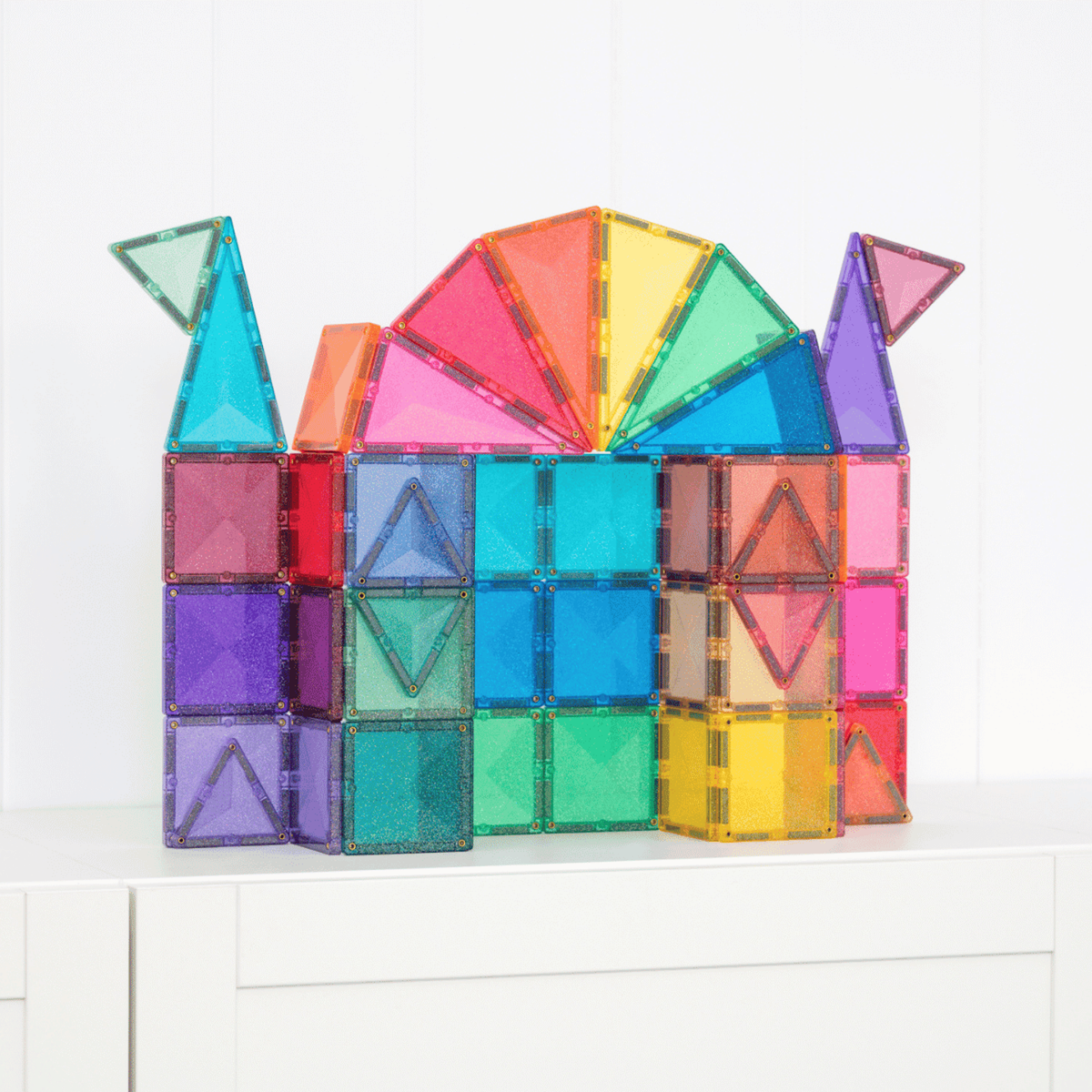 CONNETIX Magnetic Tiles GLITTER Castle Pack 48 pcs.