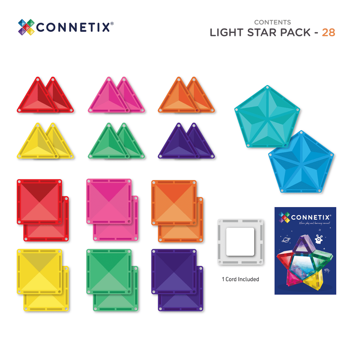 CONNETIX Magnetic Tiles LIGHT Star Pack 28 pcs.