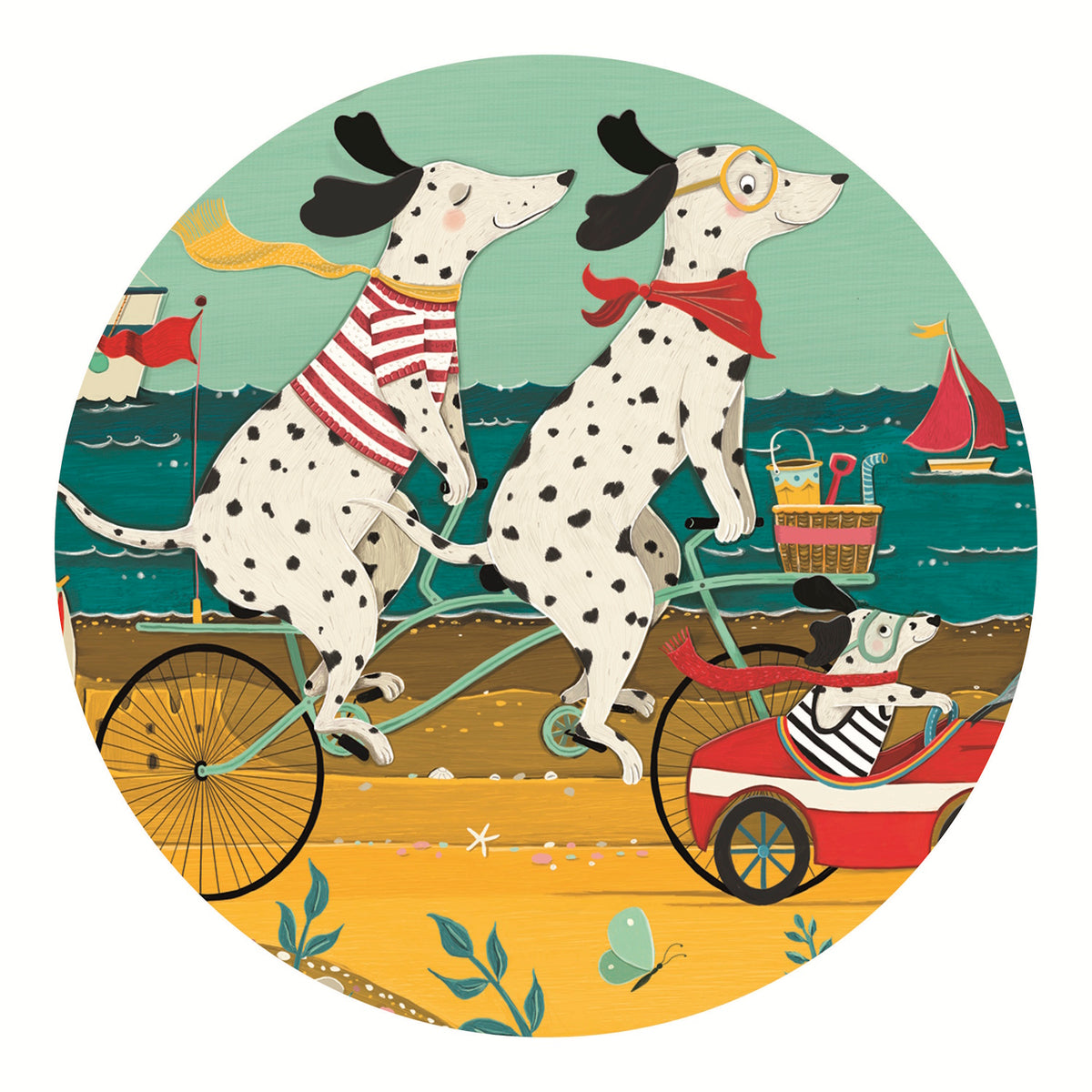 A charming 36-piece jigsaw puzzle showcasing Ollie, a playful Dalmatian surrounded by colorful, vibrant scenery.