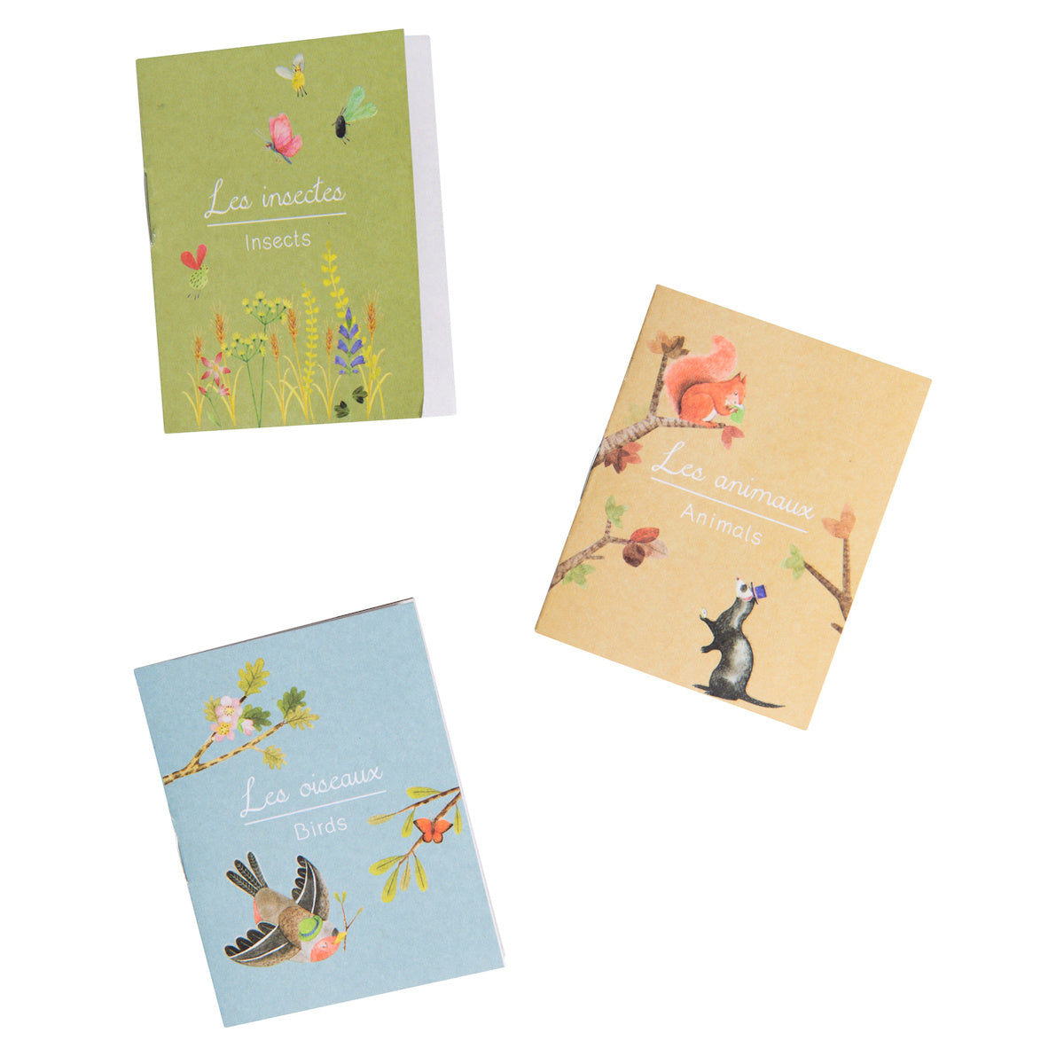 Moulin Roty Le Jardin du Moulin storybook torch set of 3 nature booklets covering insects birds and animals for kids.