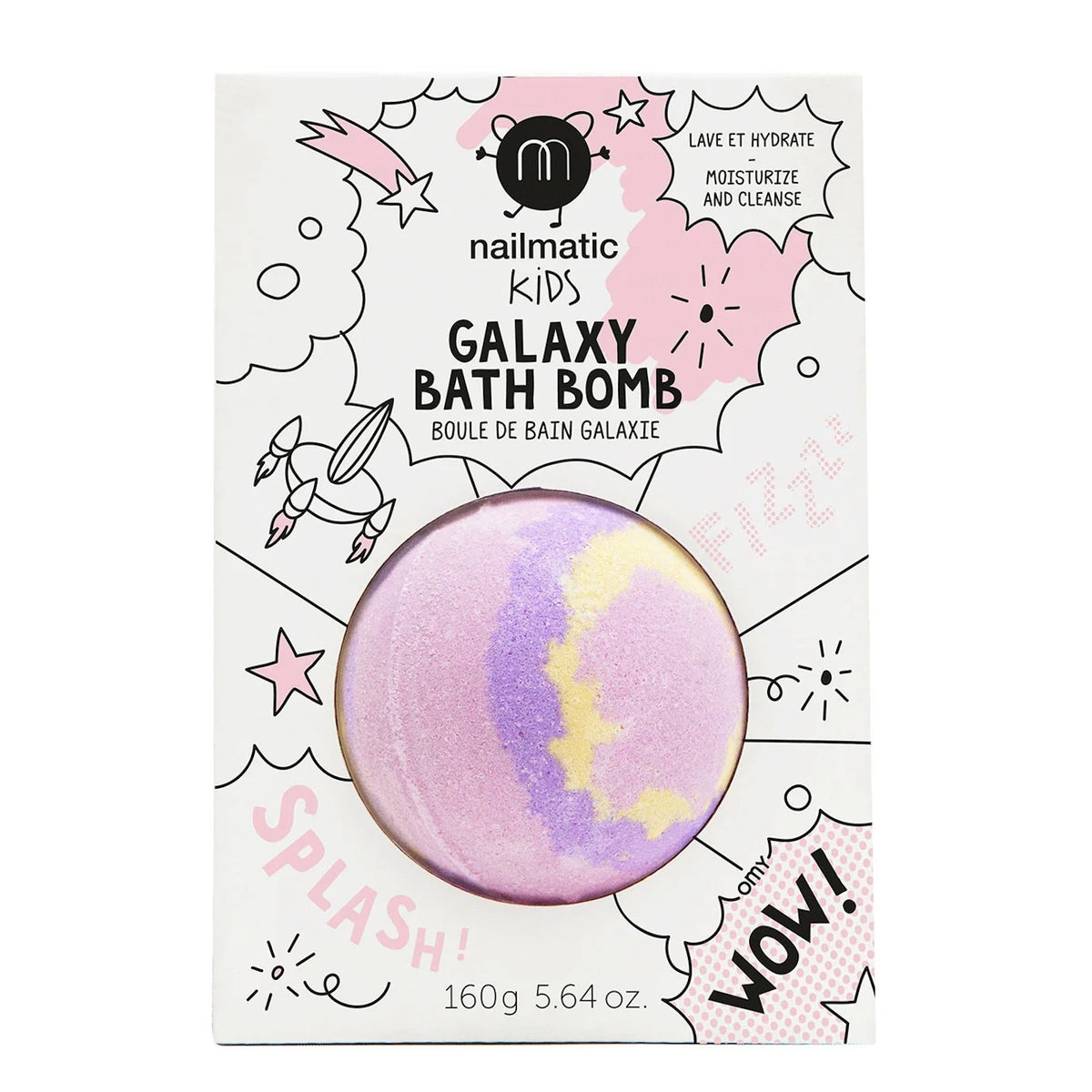 Nailmatic Kids Galaxy Bath Bomb box with a swirled bath bomb visible through a cutout.