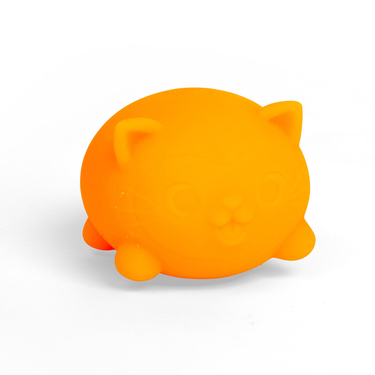 Orange Teenie NeeDoh Cool Cat squishy fidget toy with cat ears and face on a white background.