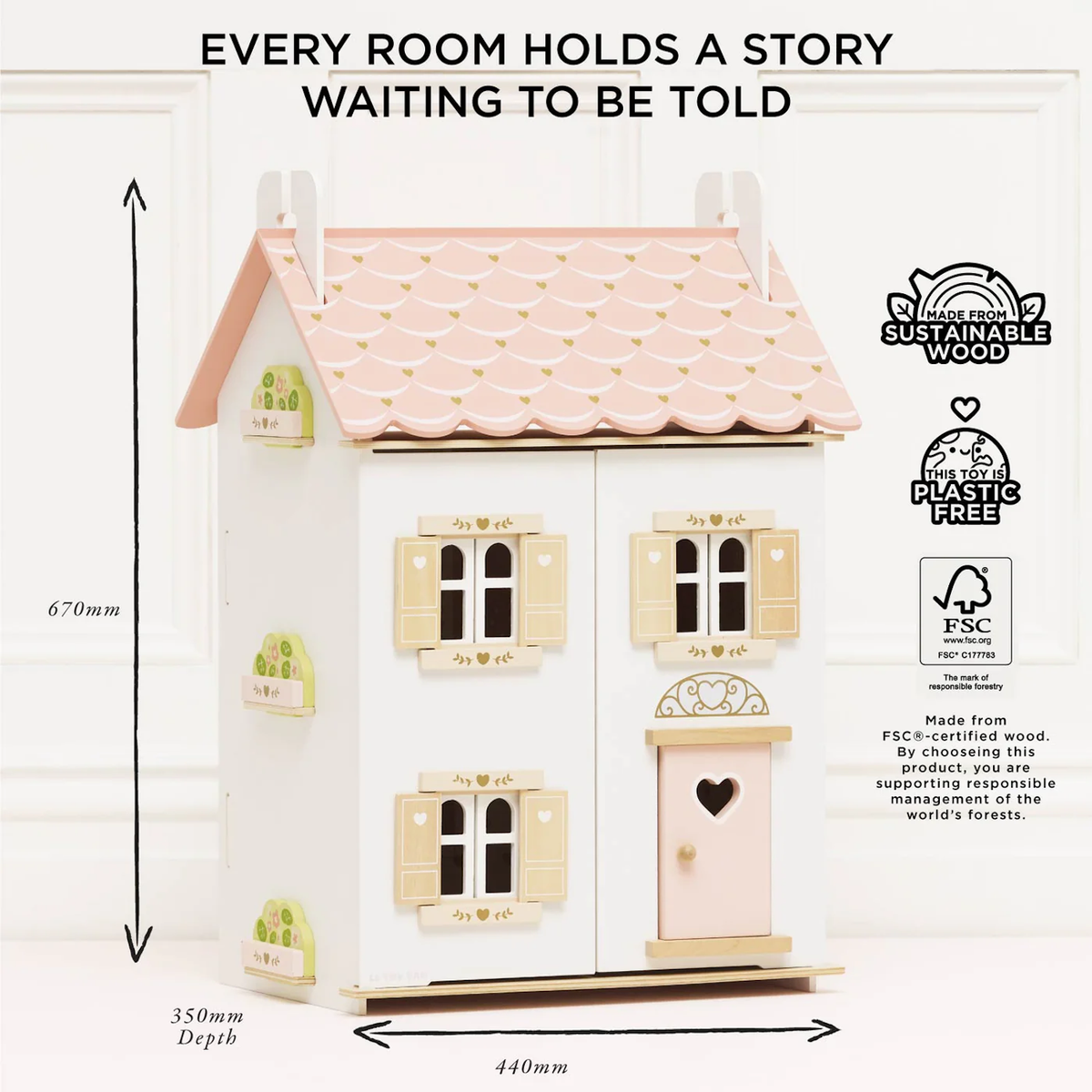 Roseheart Wooden Dolls House & Furniture