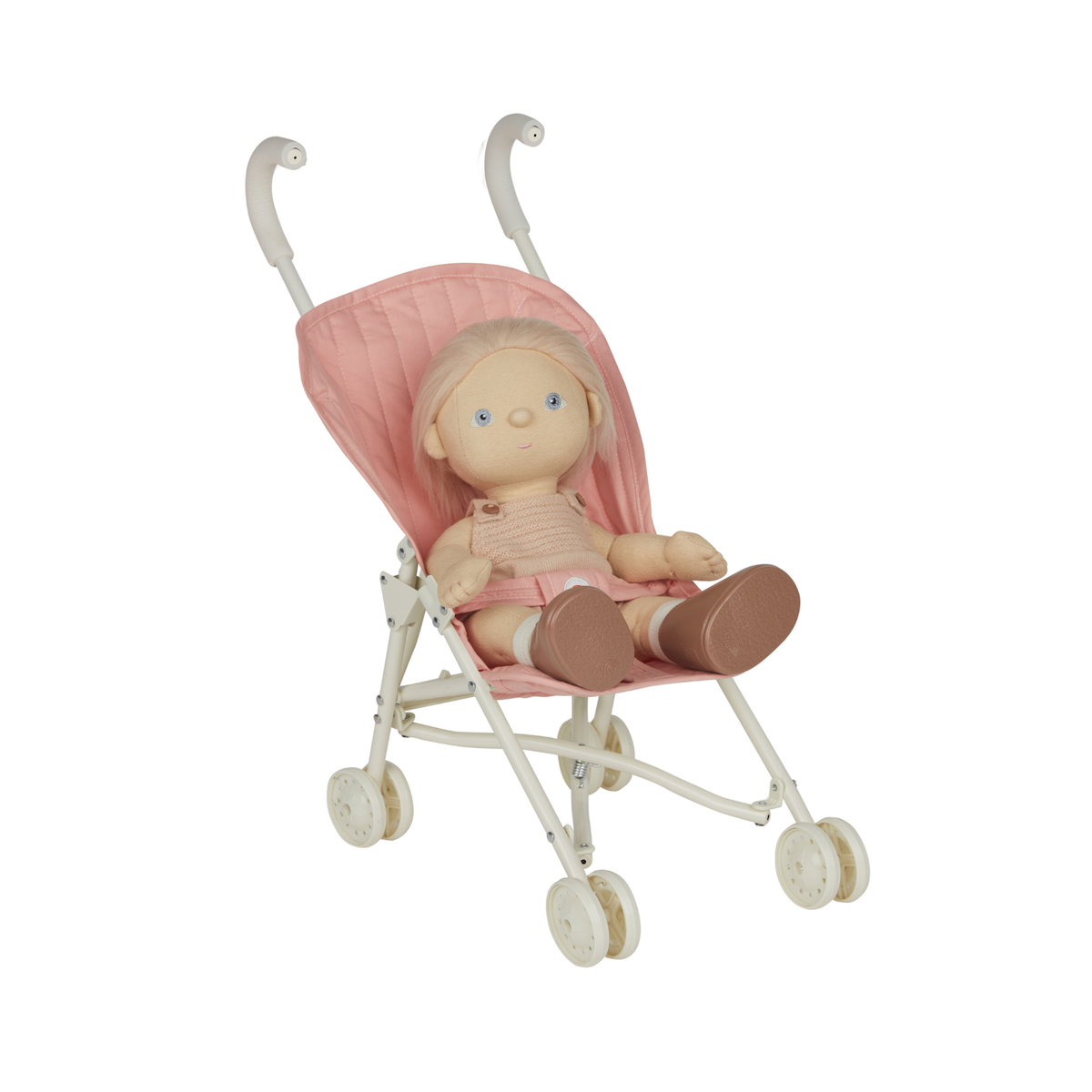 Olli Ella Sollie Stroller Rose with a Dinkum Doll sitting inside.