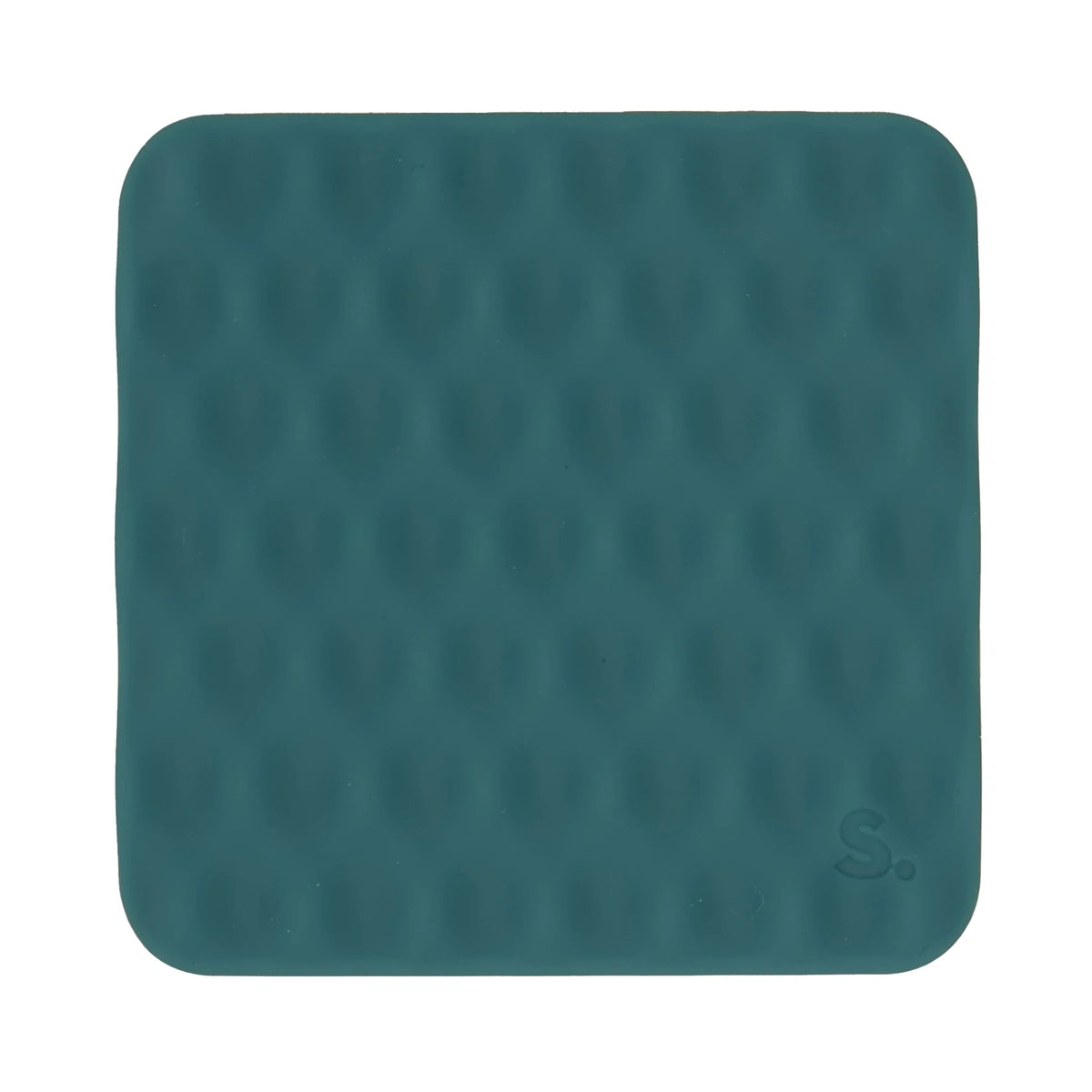Square dark green silicone sensory sticker with a mesh-like textured pattern.