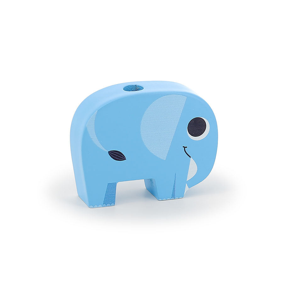 Vilac light blue wooden elephant toy figurine for safari animal playsets.