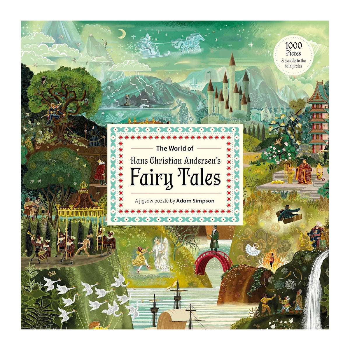 The World of Hans Christian Andersen's Fairy Tales jigsaw puzzle box with intricate fairy tale illustrations.