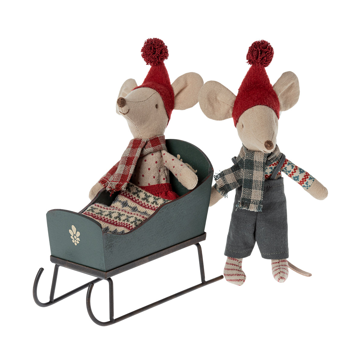 Maileg Sleigh Mouse - Green