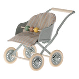 Maileg Stroller, Baby Mice - Blue