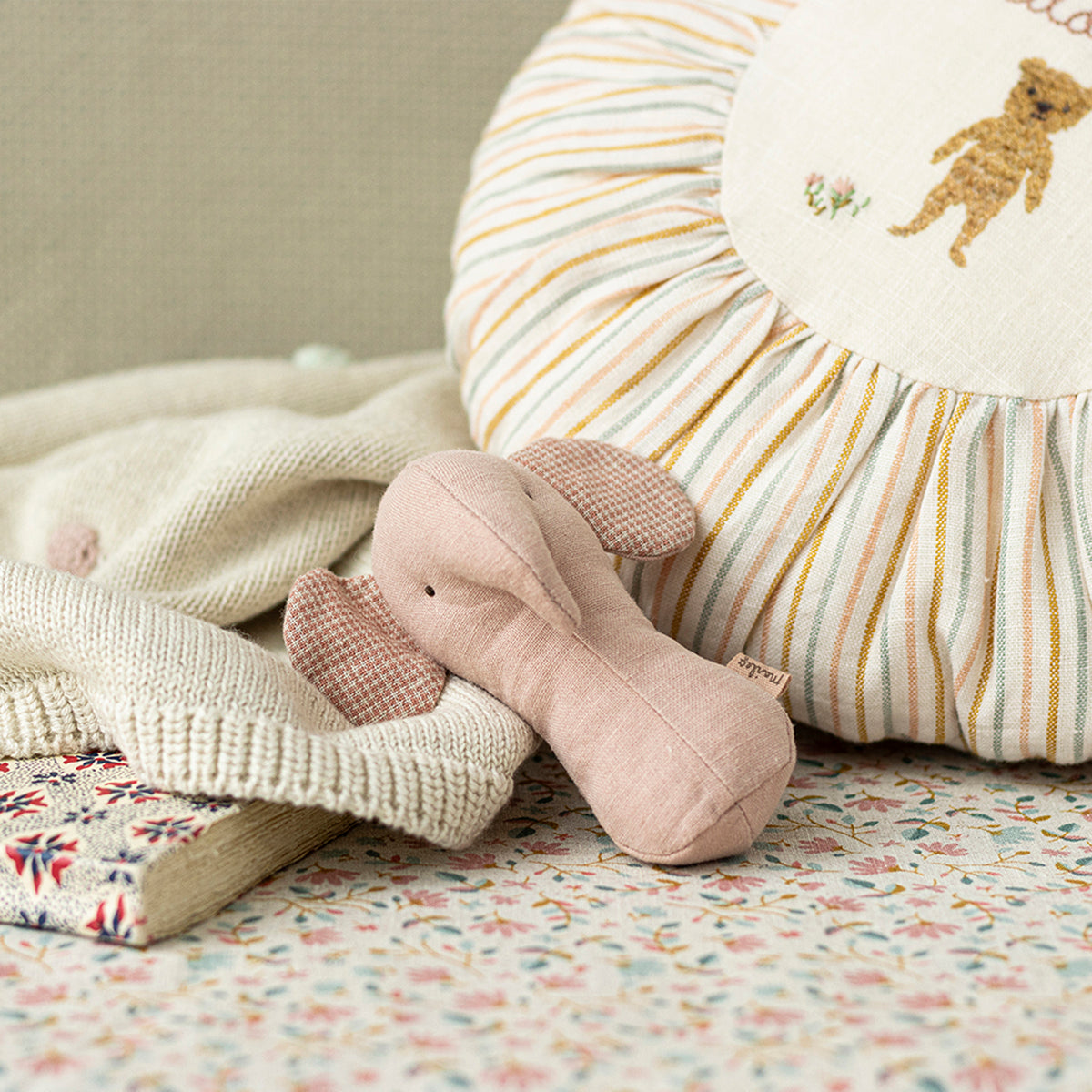 Maileg Lullaby friends, Elephant rattle - Rose