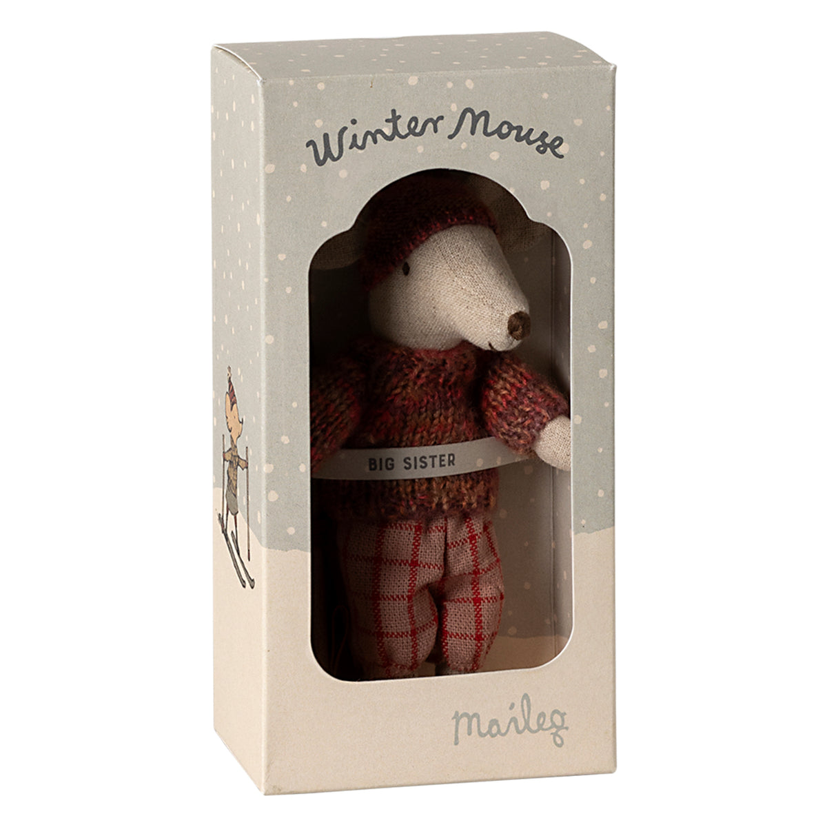 Maileg Big Sister Winter Mouse with Ski Set - Rose