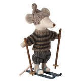 Maileg Big Brother Winter Mouse with Ski Set - Grey