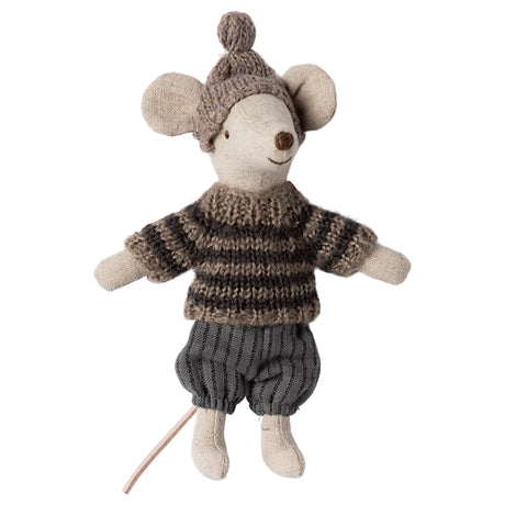 Maileg Big Brother Winter Mouse with Ski Set - Grey