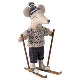 Maileg Winter Mouse with Ski Set - Dad (Blue)
