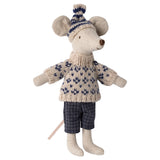 Maileg Winter Mouse with Ski Set - Dad (Blue)