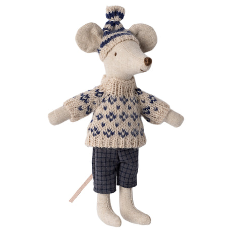 Maileg Winter Mouse with Ski Set - Dad (Blue)