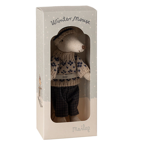 Maileg Winter Mouse with Ski Set - Dad (Blue)