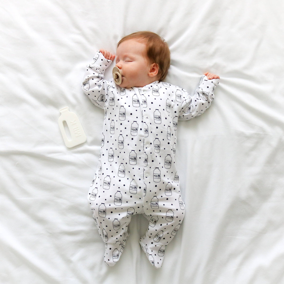 Baby Cotton Onesie – Milk Bottle Print