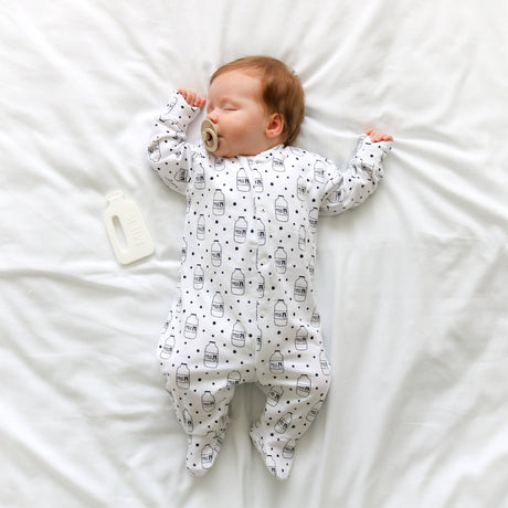 Baby Cotton Onesie – Milk Bottle Print