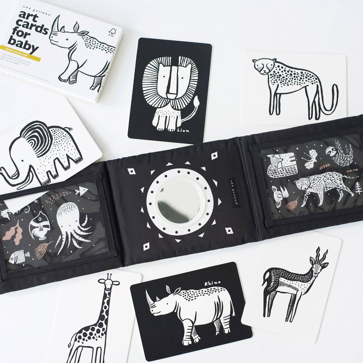 Baby Tummy Time Gallery Gift Set with Contrast Flash Cards