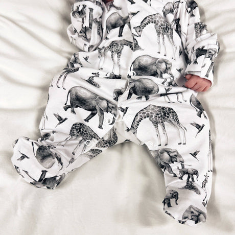 Baby Cotton Onesie – Safari Animal Print