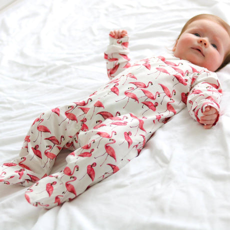 Baby Cotton Onesie – Flamingo Print