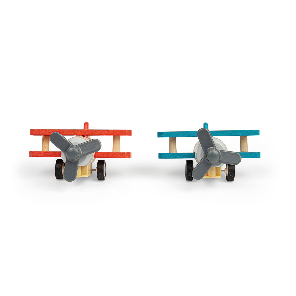 Wooden Pull Back Bi-Plane