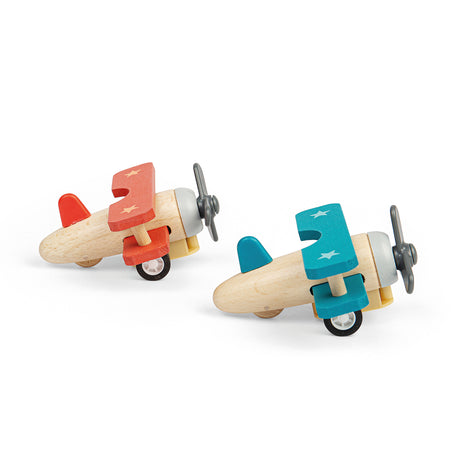 Wooden Pull Back Bi-Plane