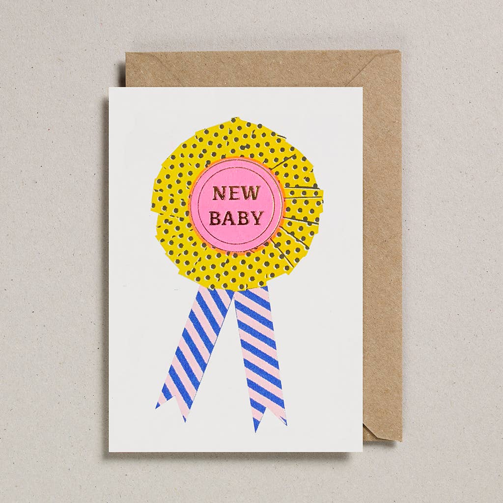 Riso Rosette Cards - New Baby