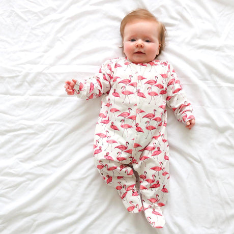 Baby Cotton Onesie – Flamingo Print