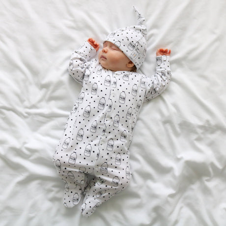 Baby Cotton Onesie – Milk Bottle Print