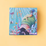 The back of the Londji My Mermaid puzzle box, featuring a vibrant illustration of an underwater world.