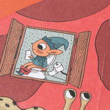 A humorous close-up of an elf sitting on a toilet, hidden within the Londji puzzle design.