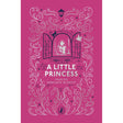 Pink book cover for "A Little Princess" by Frances Hodgson Burnett. Features a girl at an open window, surrounded by ornate silver swirls and a dove.