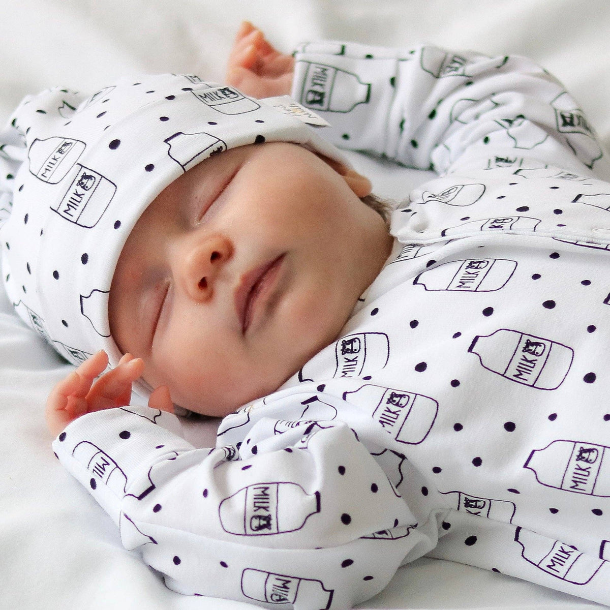 Baby Cotton Onesie – Milk Bottle Print