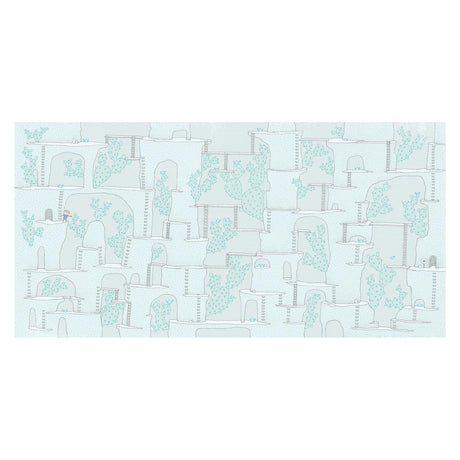 Intricate blue maze illustration with ladders, caves, and prickly pear cacti from the Amazed Maze Adventure book.