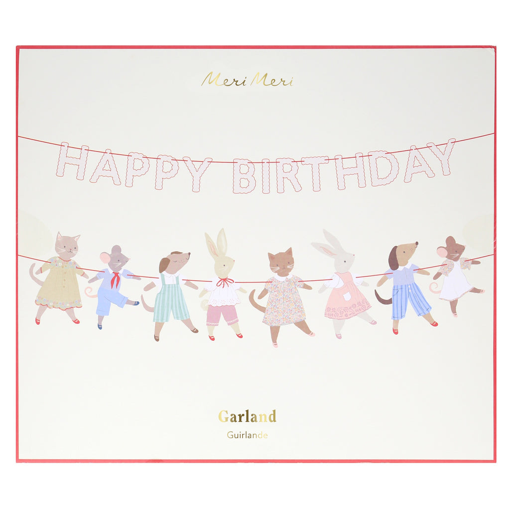 A colorful decorative garland featuring playful animal characters, perfect for brightening up children's parties or bedrooms.