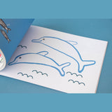 A Londji Art & Painting activity book page featuring two blue dolphin outlines for kids to color or paint.