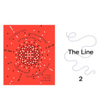 Children's book illustration showing a red square filled with black and white dots next to a wavy line on white.