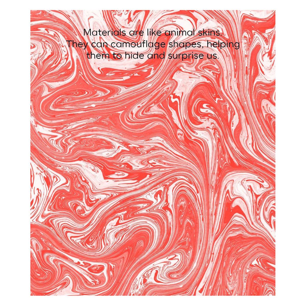 Red marbled texture background with swirling coral pink and white patterns resembling a fluid oil spill.