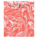 Red marbled texture background with swirling coral pink and white patterns resembling a fluid oil spill.